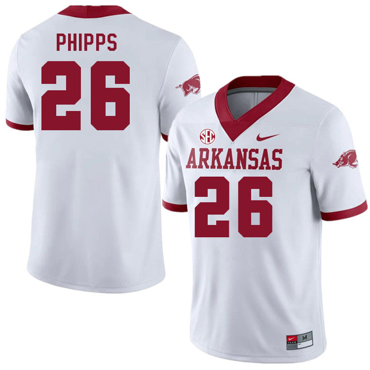 Men #26 Landon Phipps Arkansas Razorback College Football Jerseys Stitched Sale-Alternate White